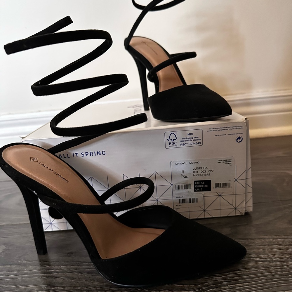 Call It Spring Sexy Coiled Calves Black Women's Heels